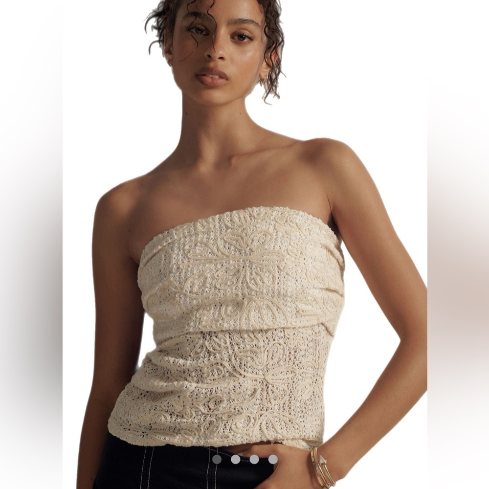 Sarah Hann Julia Lace Tube Top Size XL from Athropologie Cream